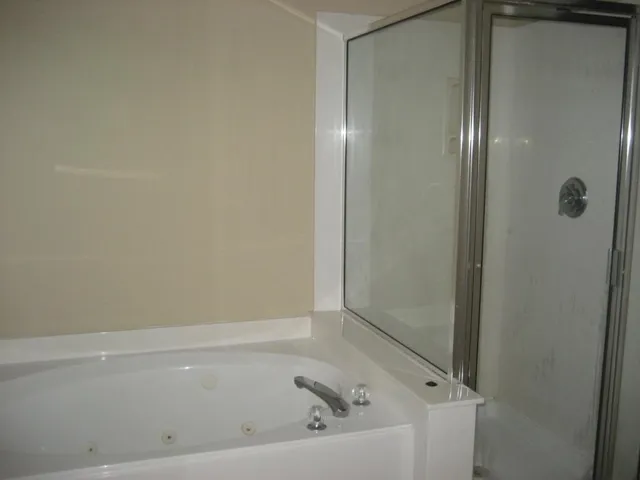 a bathroom with a bathtub