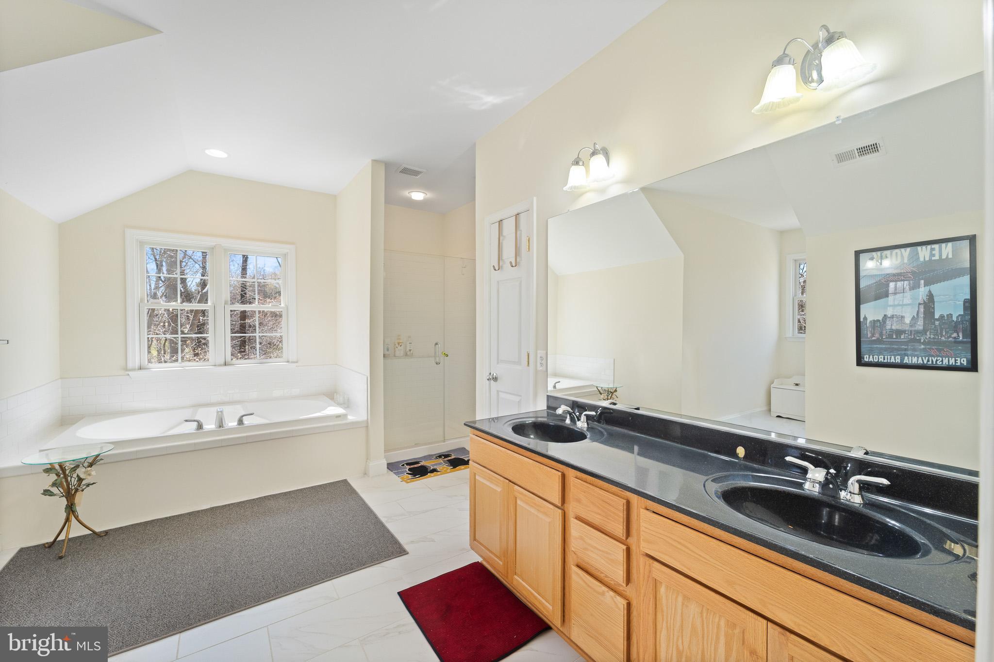 6380 Mallard Lane Lothian, MD 20711 - Photo 4 of 57 a spacious bathroom with a double vanity sink a mirror and a bathtub
