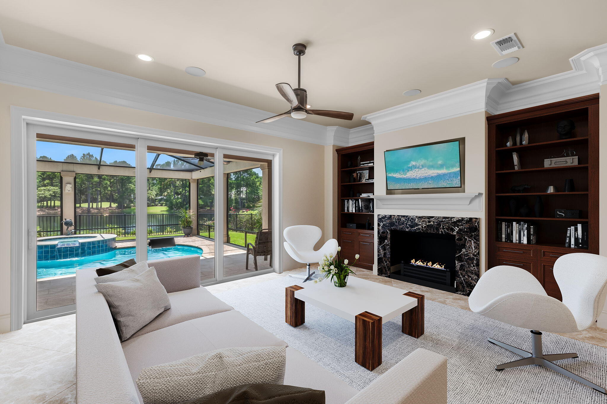 2916 Pine Valley Drive Sandestin, FL 32550 - Photo 1 of 48 a living room with furniture fireplace and window