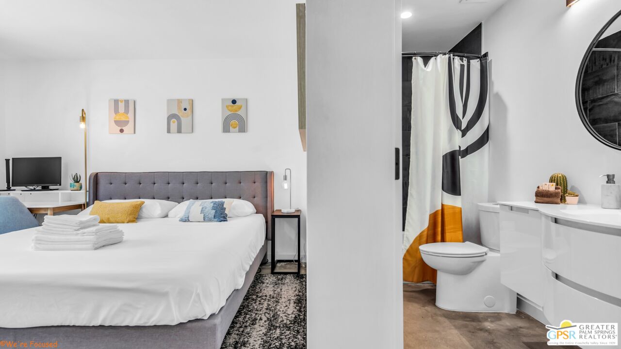 545 West Yorba Road Palm Springs, CA 92262 - Photo 32 of 72 a bathroom with a sink and a mirror