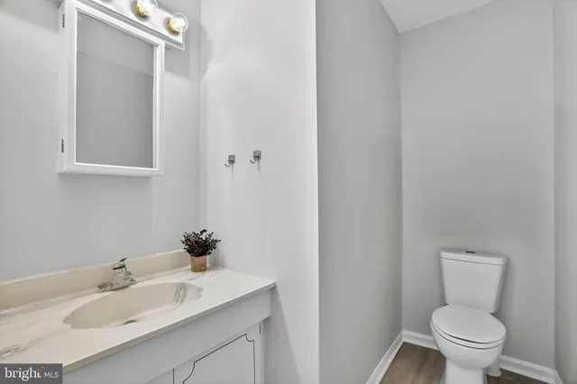 a bathroom with a sink toilet and vanity