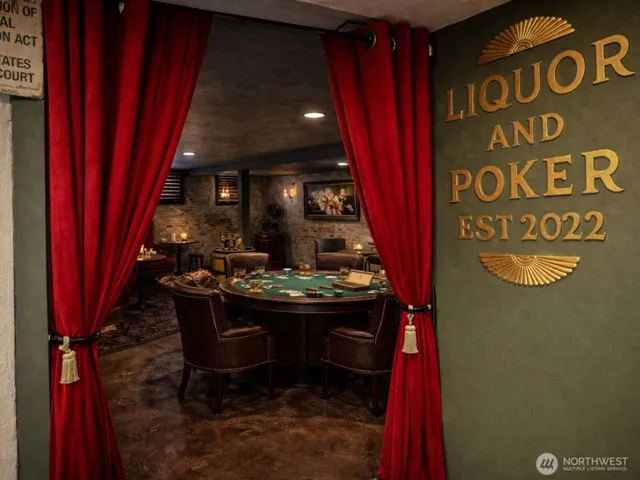 a room with furniture and lamp