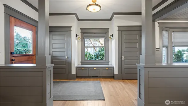 a view of a living room and dining room
