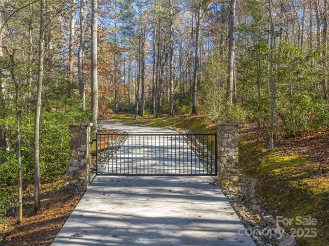a view of a dry field with mountains in the background