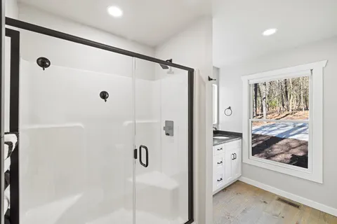 a bathroom with a shower