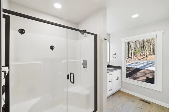 a bathroom with a shower