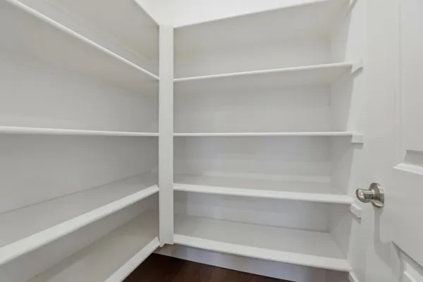 a view of an empty walk in closet
