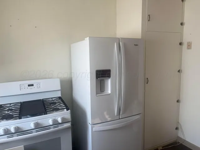 a close view of a refrigerator in kitchen