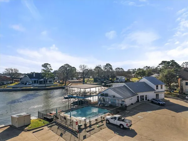 a view of a lake with houses