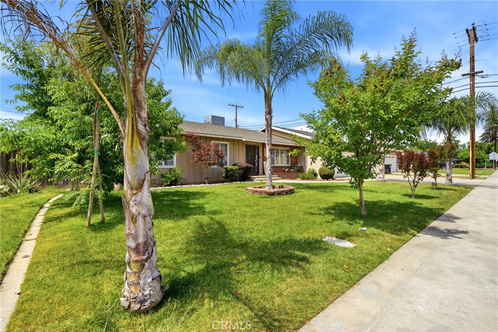 1237 South Clover Street Visalia, CA 93277 - Photo 2 of 30 a front view of a house with garden and trees
