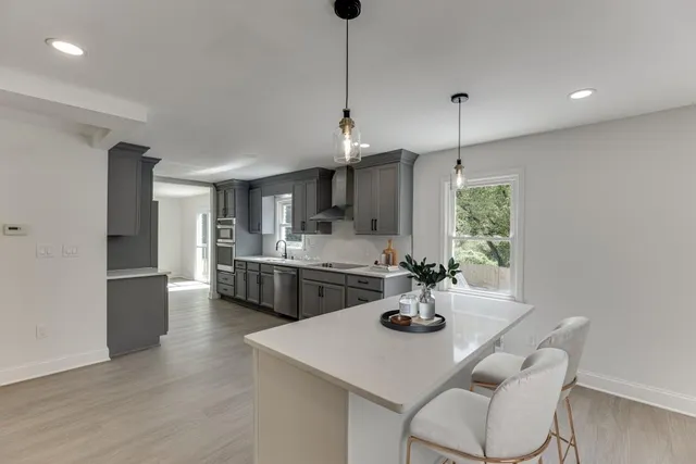 a view of a big room with wooden floor