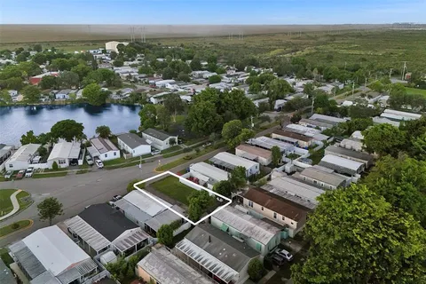 an aerial view of a house with a garden