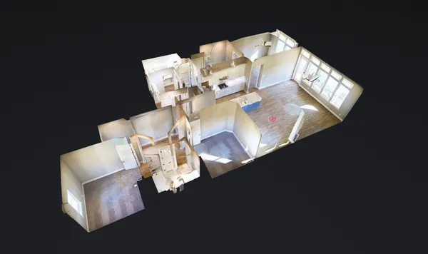 a view of living room with furniture and wooden floor