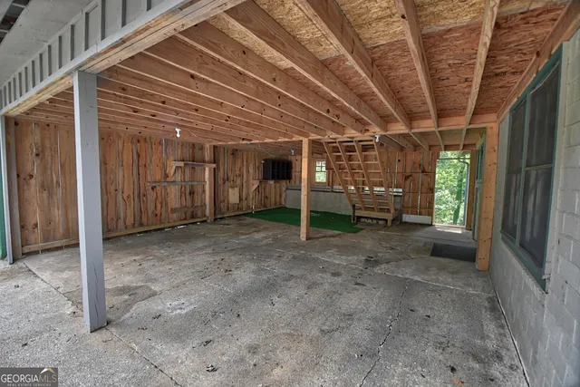 a view of a porch with furniture