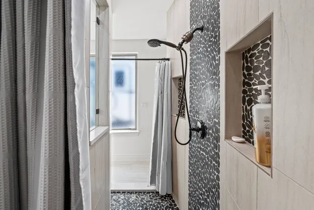 a bathroom with a shower
