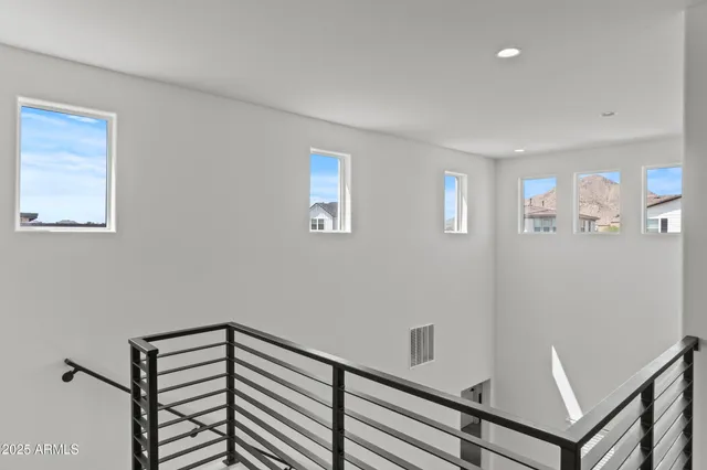 a view of a hallway with workspace