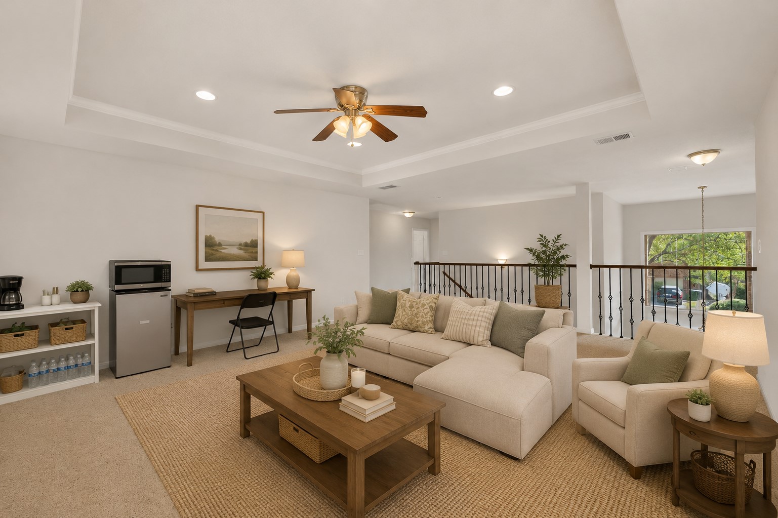 12528 Labrador Cove Austin, TX 78729 - Photo 31 of 40 Virtually Staged | Expansive upstairs game room featuring flexible living space for a media room, family lounge, home office, or recreation area. Designer-inspired furnishings showcase the room’s exceptional size, versatility, and entertaining potential. Furnishings shown are for visualization purposes only.