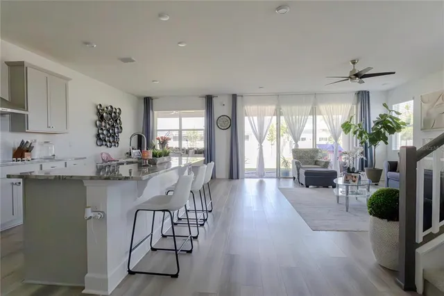 a living room with furniture potted plant and a fireplace