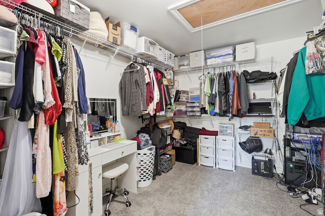 1652 West 800 South Lehi, UT 84043 - Photo 13 of 27 Walk in closet with light colored carpet and attic access