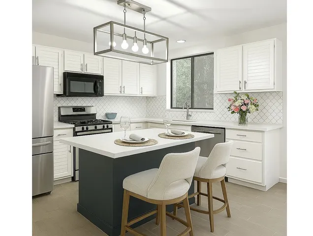 a kitchen with stainless steel appliances granite countertop a sink and cabinets