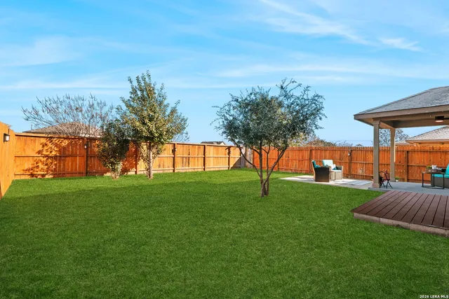 a view of yard with palm trees
