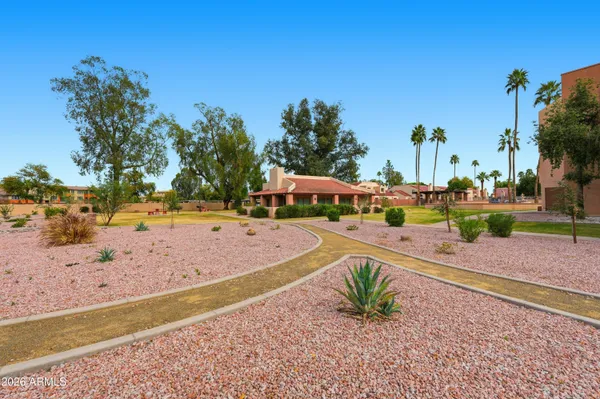 a view of a yard with an outdoor space