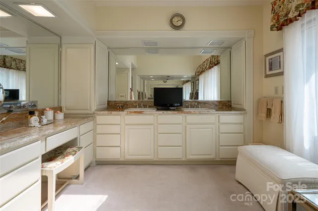 a living room with large window