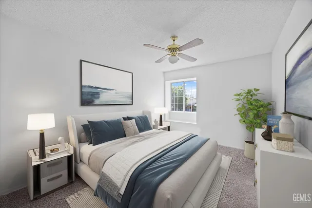 a bedroom with bed and a window