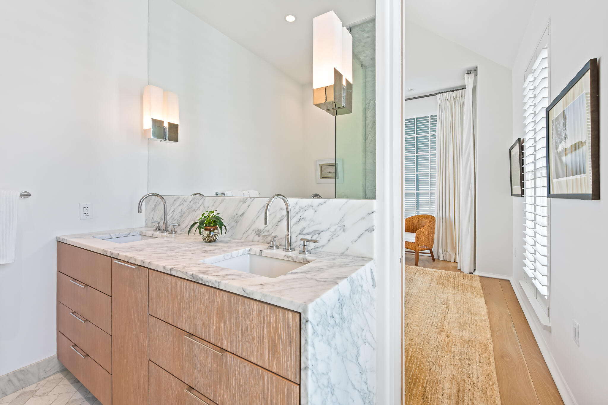 75 Featherbed Alley Inlet Beach, FL 32461 - Photo 31 of 49 a bathroom with a granite countertop sink and a mirror