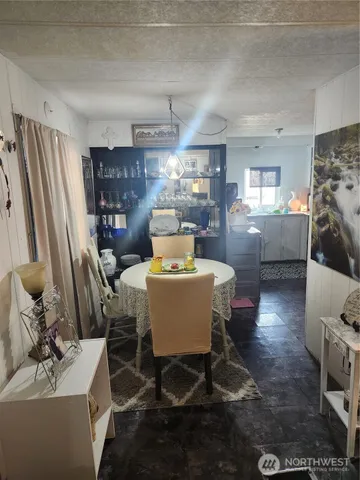 a bedroom with a bed and furniture