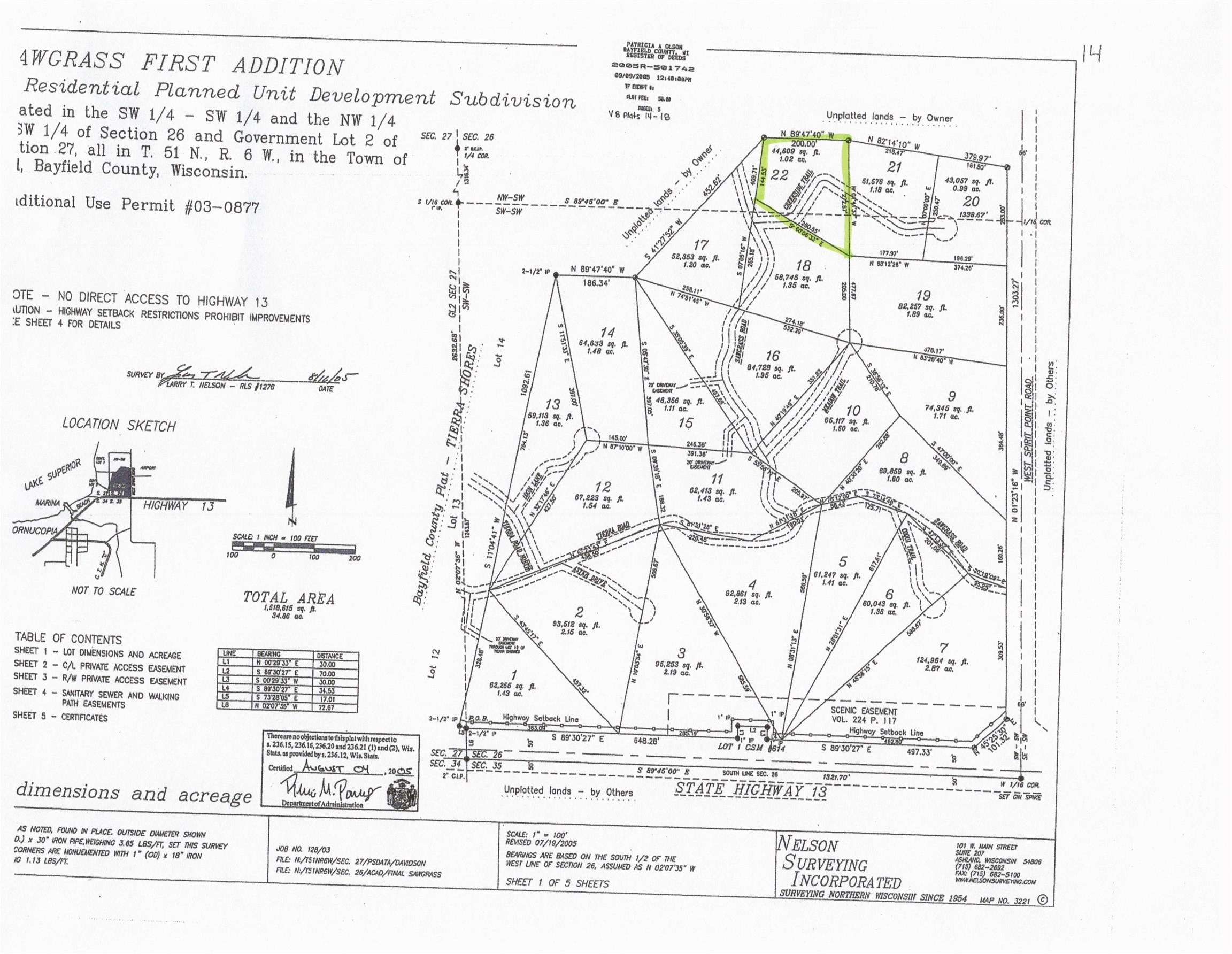 Xxxxx Xxxxx Sawgrass Road Cornucopia, WI 54827 - Photo 5 of 5 Sawgrass Plat Map