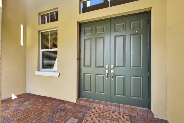 a view of a room that has a mirror