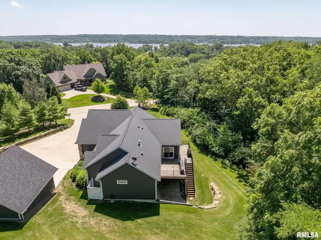 an aerial view of a house