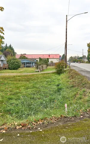 a view of a lake with a big yard