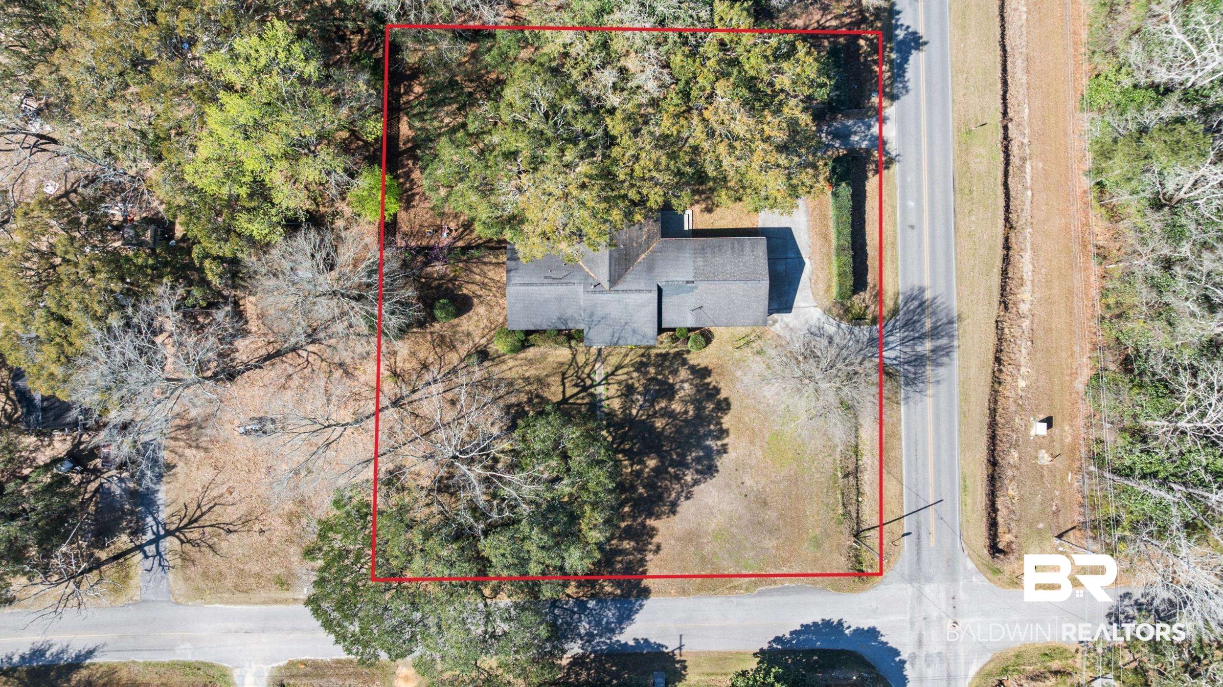 809 Moog Avenue Bay Minette, AL 36507 - Photo 27 of 33 Aerial view of property and surrounding area featuring property parcel outlined