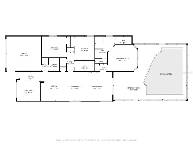 an aerial view of a house with a swimming pool