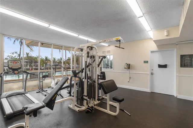 a view of a room with gym equipment