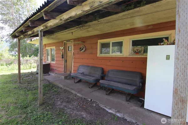 a view of outdoor seating space