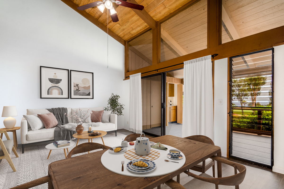 68-3840 Lua Kula Street, Unit D201 Waikoloa, HI 96738 - Photo 2 of 30 a view of a dining room with furniture window and wooden floor