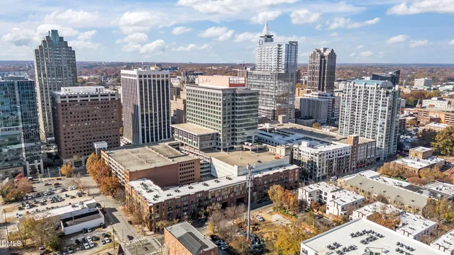 a view of a city with tall buildings