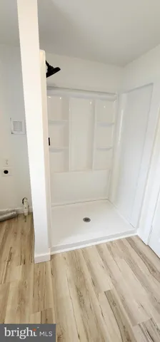 an empty room with a workbench