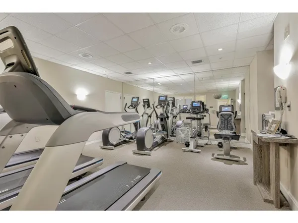 a view of a room with gym equipment
