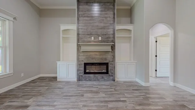 a view of a livingroom with a fireplace
