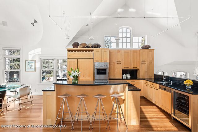 a kitchen with granite countertop lots of counter top space