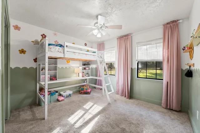 a view of a park with slide