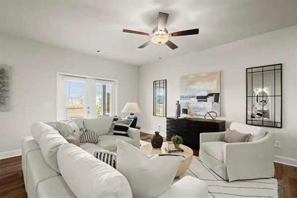 a living room with furniture