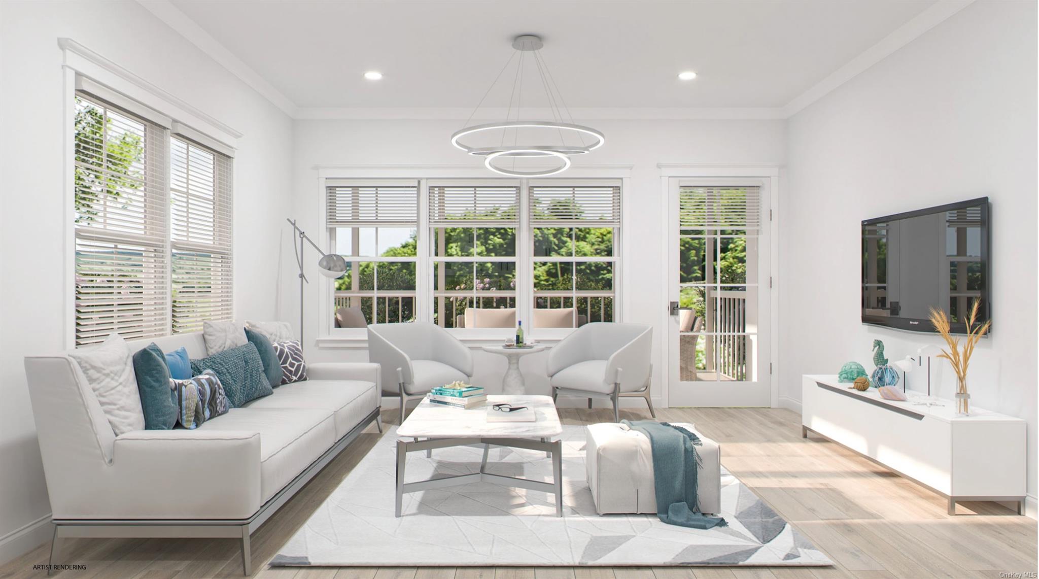 100 Rogers Avenue, Unit 302 Westhampton Beach, NY 11978 - Photo 4 of 14 a living room with furniture and a large window