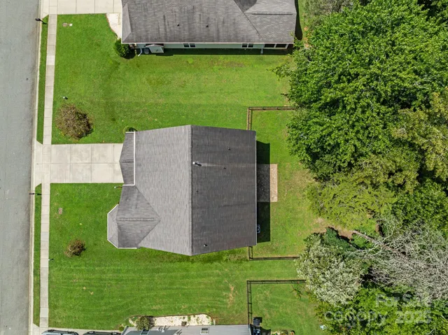 an aerial view of a house