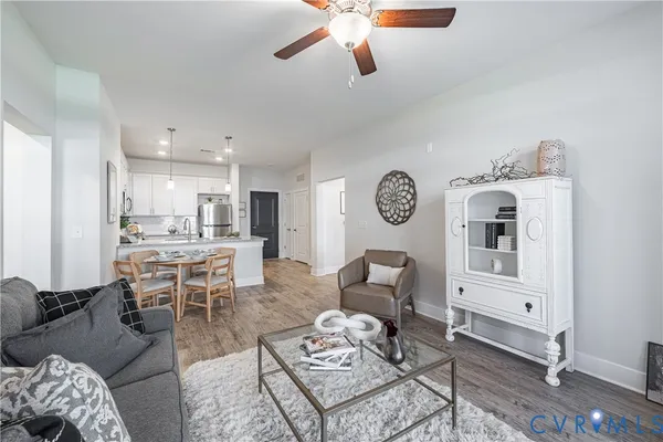 a living room with furniture