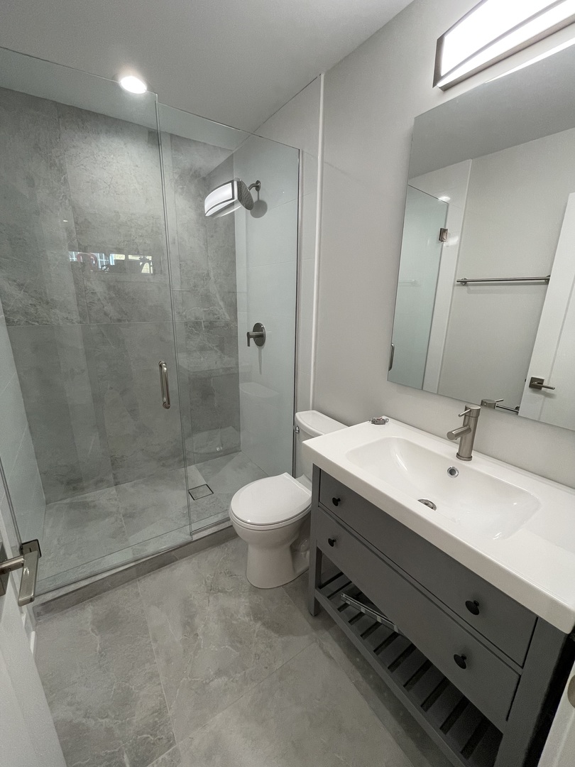Undisclosed Address Chicago, IL 60622 - Photo 12 of 13 a bathroom with a double vanity sink toilet mirror and shower